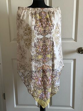 Cato White, Yellow & Mauve Handkerchief Hem Skirt